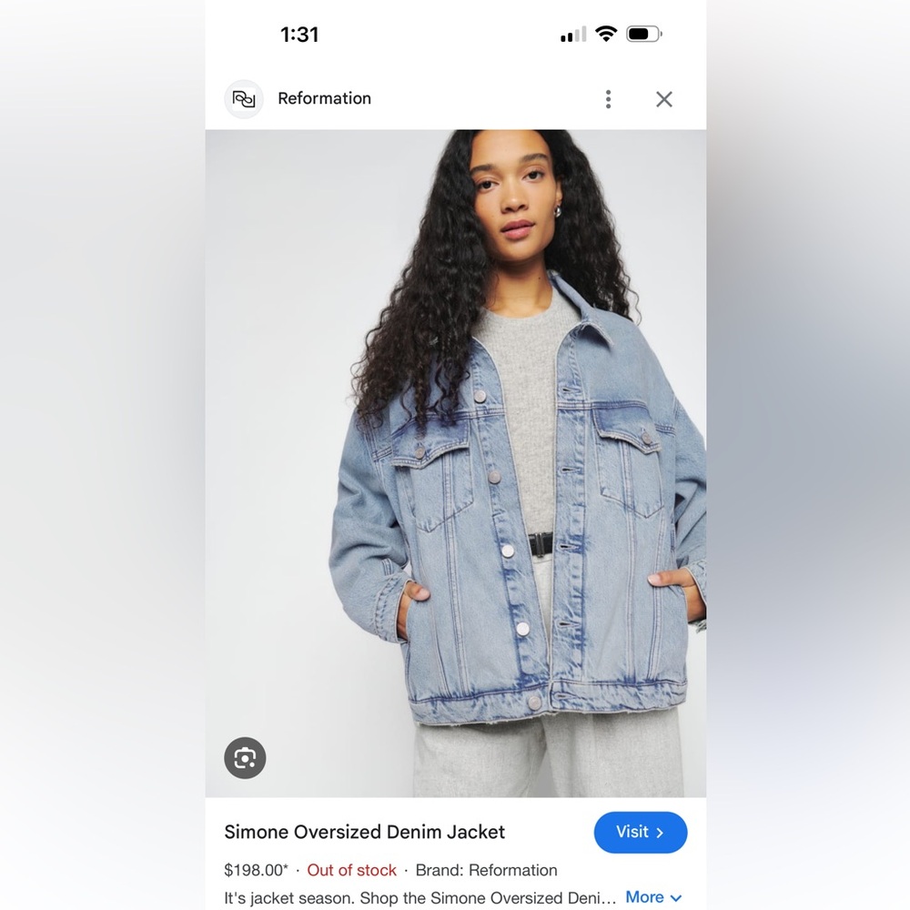 Reformation Simone oversized denim jacket XS